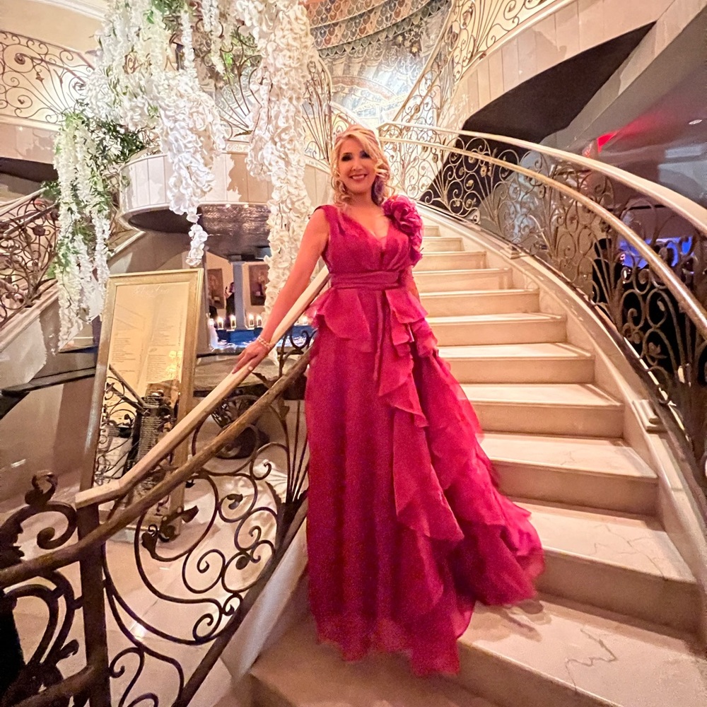 Custom fuchsia gown. Fits like a 6/8.